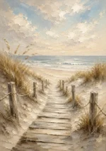 Timeless Coastal Boardwalk Beach Wall Art Canvas Print