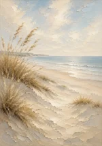 Tranquil Shoreline Dunes Beach Wall Art Canvas Print