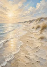 Golden Coastal Light Beach Wall Art Canvas Print