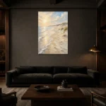 Golden Coastal Light Beach Wall Art Canvas Print shown in a warm modern interior