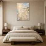 Golden Coastal Light Beach Wall Art Canvas Print showcased in an elegant minimalist interior