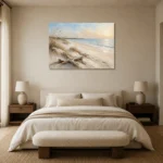 Sweeping Coastal Horizon Beach Wall Art Canvas Print showcased in an elegant minimalist interior