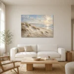 Sculptural Coastal Dunes Beach Wall Art Canvas Print styled in a refined neutral interior