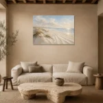 Luminous Coastal Sands Beach Wall Art Canvas Print presented in a sophisticated home setting