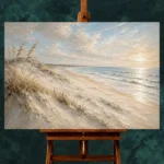 Serene Panoramic Shoreline Beach Wall Art Canvas Print - Image 2