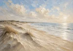 Expansive Coastal Shoreline Beach Wall Art Canvas Print
