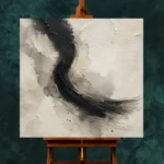 Contemplative Ink Gesture Wabi Sabi Wall Art Canvas Print - Image 2