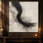 Contemplative Ink Gesture Wabi Sabi Wall Art Canvas Print - Image 4