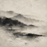 Misty Ink Landscape Wabi Sabi Wall Art Canvas Print