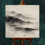 Misty Ink Landscape Wabi Sabi Wall Art Canvas Print - Image 2