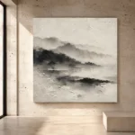 Misty Ink Landscape Wabi Sabi Wall Art Canvas Print - Image 3