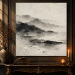 Misty Ink Landscape Wabi Sabi Wall Art Canvas Print - Image 4