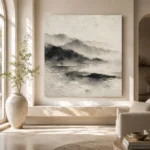 Misty Ink Landscape Wabi Sabi Wall Art Canvas Print - Image 8