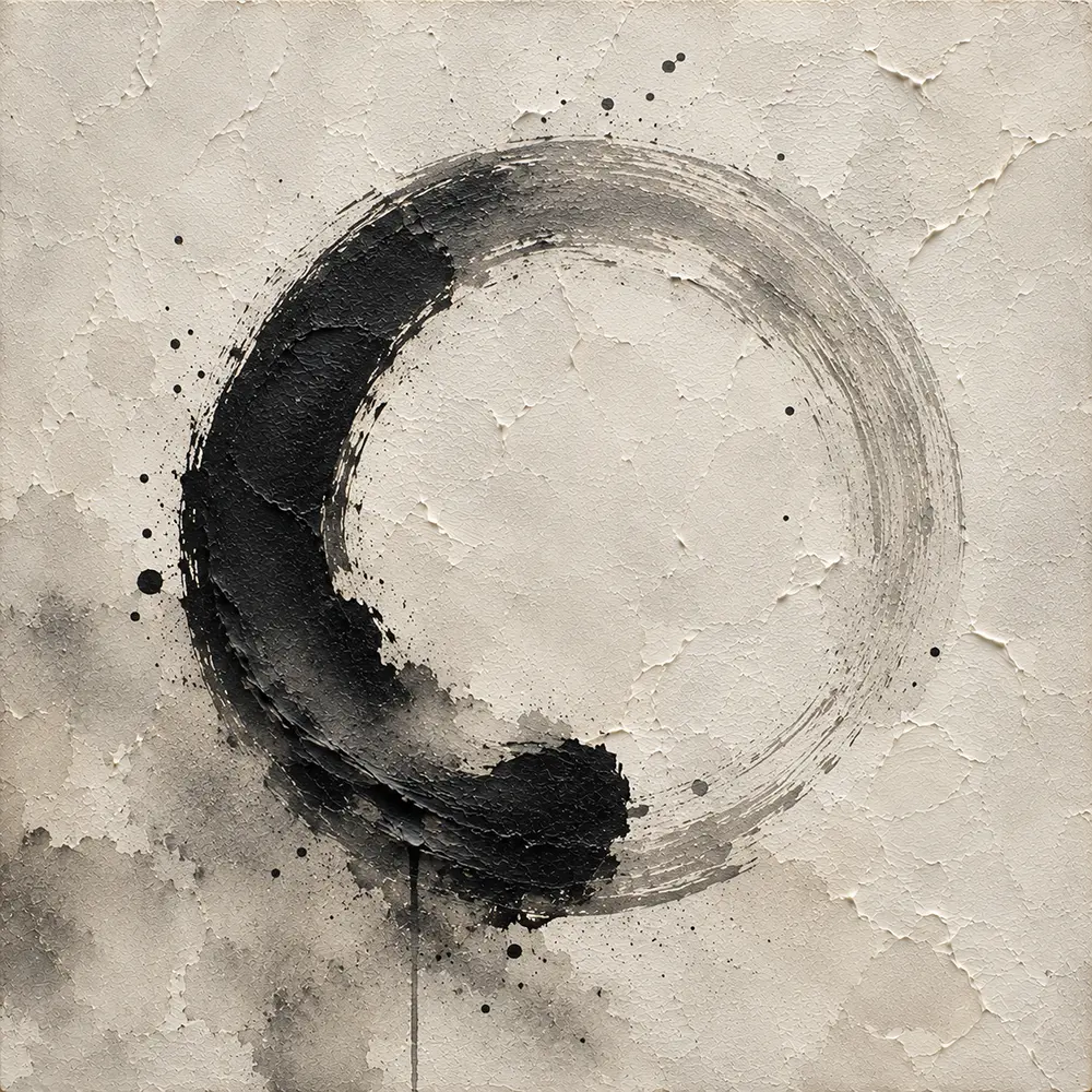 Enso Inspired Ink Wash Wabi Sabi Wall Art Canvas Print