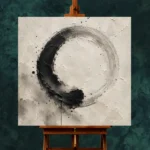 Enso Inspired Ink Wash Wabi Sabi Wall Art Canvas Print - Image 2