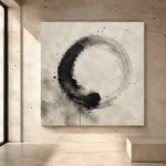 Enso Inspired Ink Wash Wabi Sabi Wall Art Canvas Print - Image 3