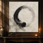 Enso Inspired Ink Wash Wabi Sabi Wall Art Canvas Print - Image 4