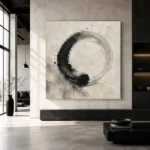 Enso Inspired Ink Wash Wabi Sabi Wall Art Canvas Print - Image 5