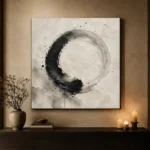 Enso Inspired Ink Wash Wabi Sabi Wall Art Canvas Print - Image 7