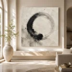 Enso Inspired Ink Wash Wabi Sabi Wall Art Canvas Print - Image 8