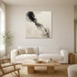 Monochrome Ink Serenity Nautical Wall Art Canvas Print styled in a refined neutral interior