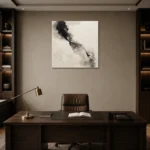 Monochrome Ink Serenity Nautical Wall Art Canvas Print displayed in a contemporary gallery-inspired room