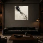Monochrome Ink Serenity Nautical Wall Art Canvas Print shown in a warm modern interior