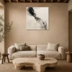 Monochrome Ink Serenity Nautical Wall Art Canvas Print presented in a sophisticated home setting