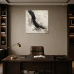 Charcoal Brushstroke Nautical Wall Art Canvas Print displayed in a contemporary gallery-inspired room