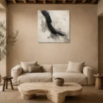 Charcoal Brushstroke Nautical Wall Art Canvas Print presented in a sophisticated home setting
