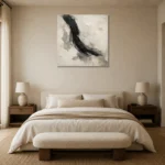 Charcoal Brushstroke Nautical Wall Art Canvas Print showcased in an elegant minimalist interior