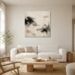 Abstract Ink Pools Nautical Wall Art Canvas Print styled in a refined neutral interior