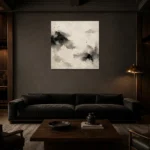 Abstract Ink Pools Nautical Wall Art Canvas Print shown in a warm modern interior