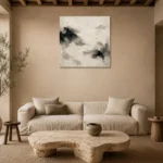 Abstract Ink Pools Nautical Wall Art Canvas Print presented in a sophisticated home setting