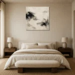 Abstract Ink Pools Nautical Wall Art Canvas Print showcased in an elegant minimalist interior