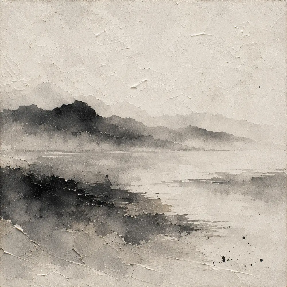 Misty Horizon Ink Nautical Wall Art Canvas Print