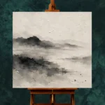 Misty Horizon Ink Nautical Wall Art Canvas Print - Image 2