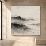 Misty Horizon Ink Nautical Wall Art Canvas Print - Image 3