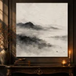 Misty Horizon Ink Nautical Wall Art Canvas Print - Image 4