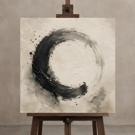 Enso Circle Serenity Nautical Wall Art Canvas Print shown in Studio Easel