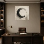 Enso Circle Serenity Nautical Wall Art Canvas Print displayed in a contemporary gallery-inspired room