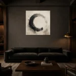 Enso Circle Serenity Nautical Wall Art Canvas Print shown in a warm modern interior
