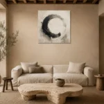 Enso Circle Serenity Nautical Wall Art Canvas Print presented in a sophisticated home setting