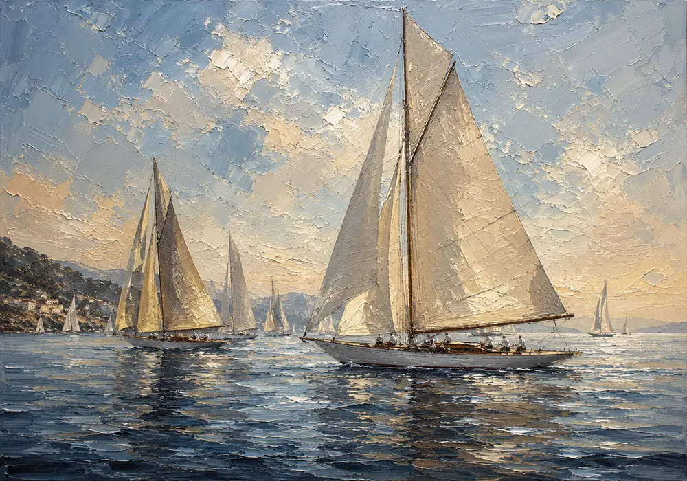 Classic Sailing Yachts Nautical Wall Art Canvas Print