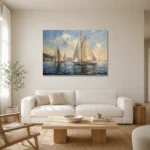 Classic Sailing Yachts Nautical Wall Art Canvas Print styled in a refined neutral interior