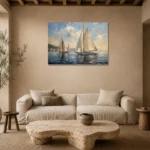 Classic Sailing Yachts Nautical Wall Art Canvas Print presented in a sophisticated home setting