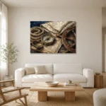 Maritime Heritage Still Life Nautical Wall Art Canvas Print styled in a refined neutral interior