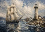 Tall Ship Harbor Nautical Wall Art Canvas Print