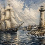 Tall Ship Harbor Nautical Wall Art Canvas Print