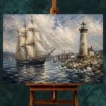 Tall Ship Harbor Nautical Wall Art Canvas Print - Image 2